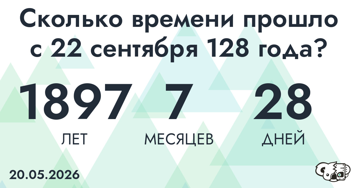 Сколько времени прошло с 22 сентября 128 года