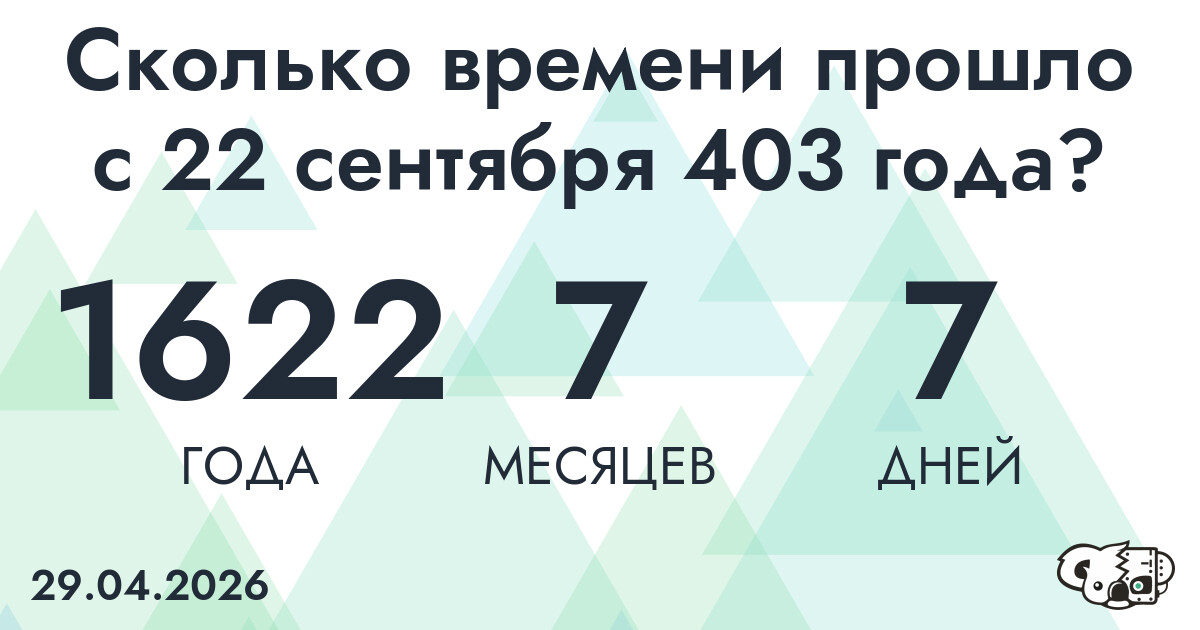 Сколько времени прошло с 22 сентября 403 года