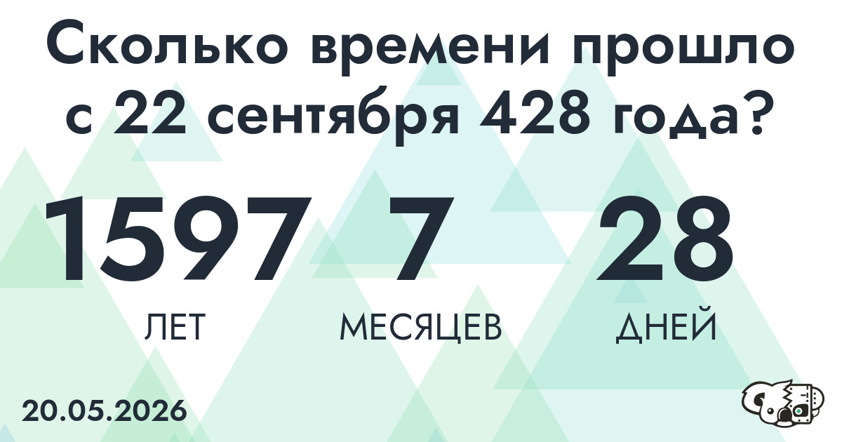 Сколько времени прошло с 22 сентября 428 года