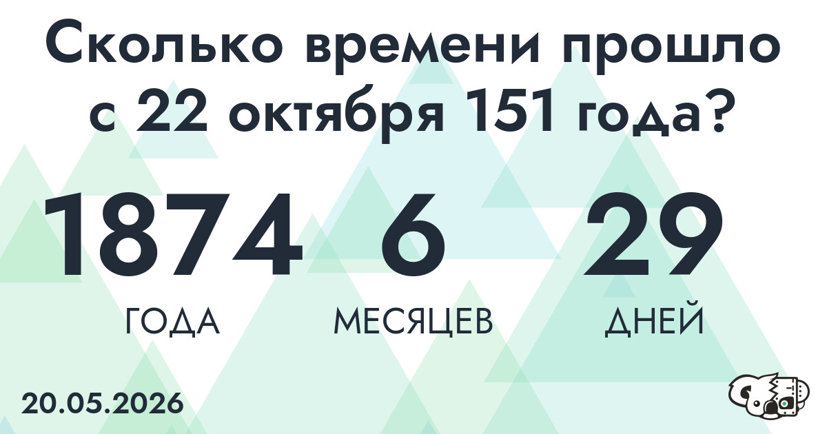 Сколько времени прошло с 22 октября 151 года