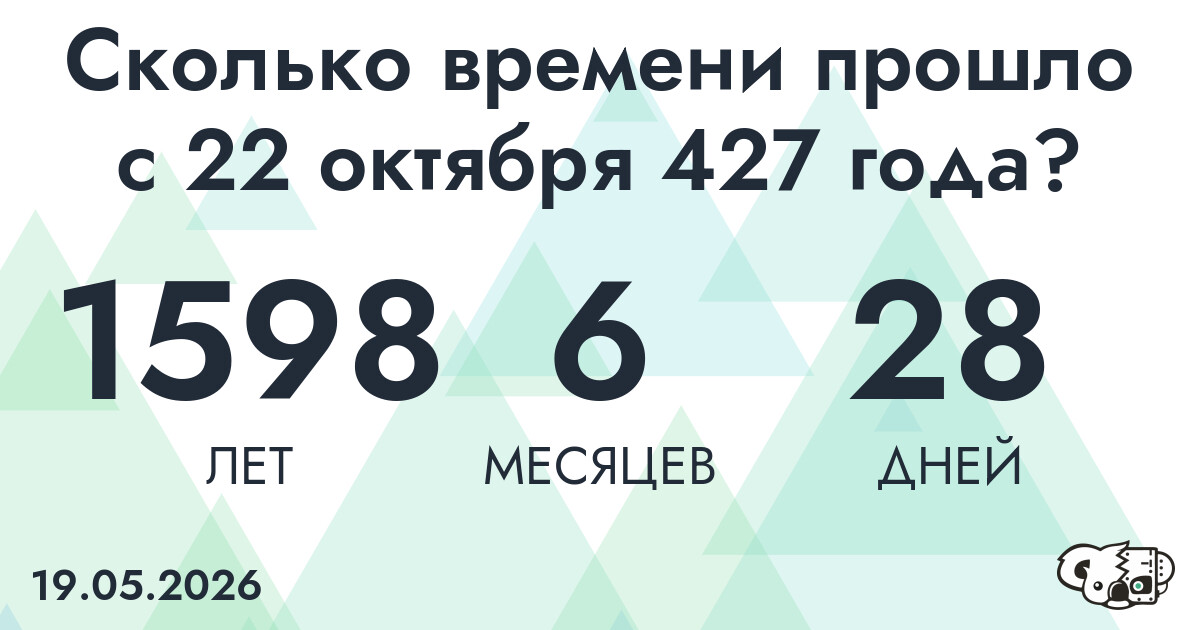 Сколько времени прошло с 22 октября 427 года