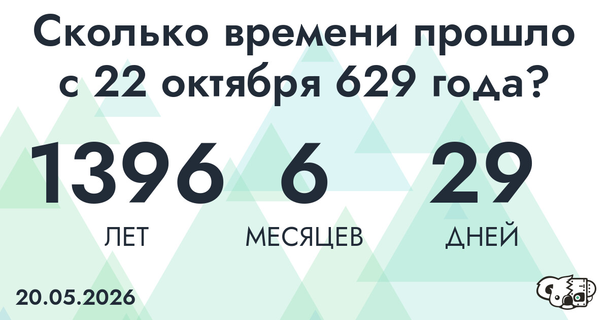 Сколько времени прошло с 22 октября 629 года