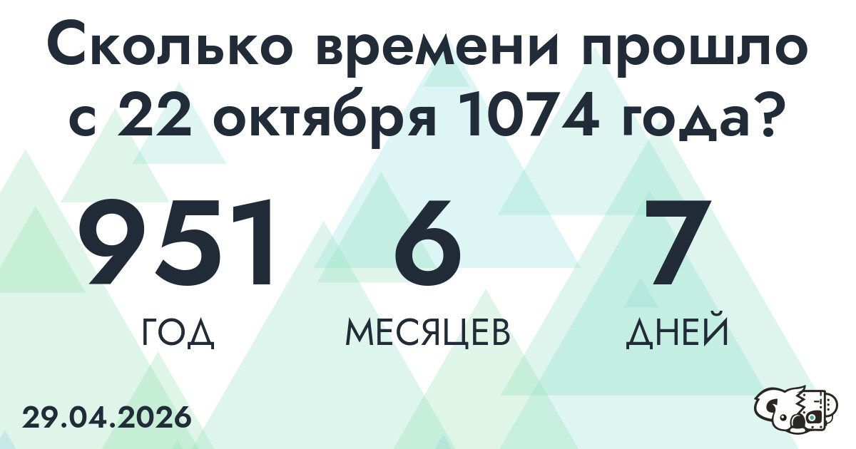 Сколько времени прошло с 22 октября 1074 года