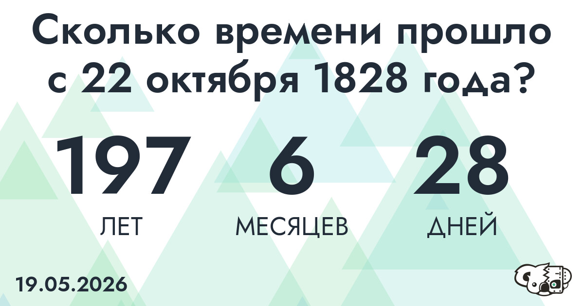 Сколько времени прошло с 22 октября 1828 года