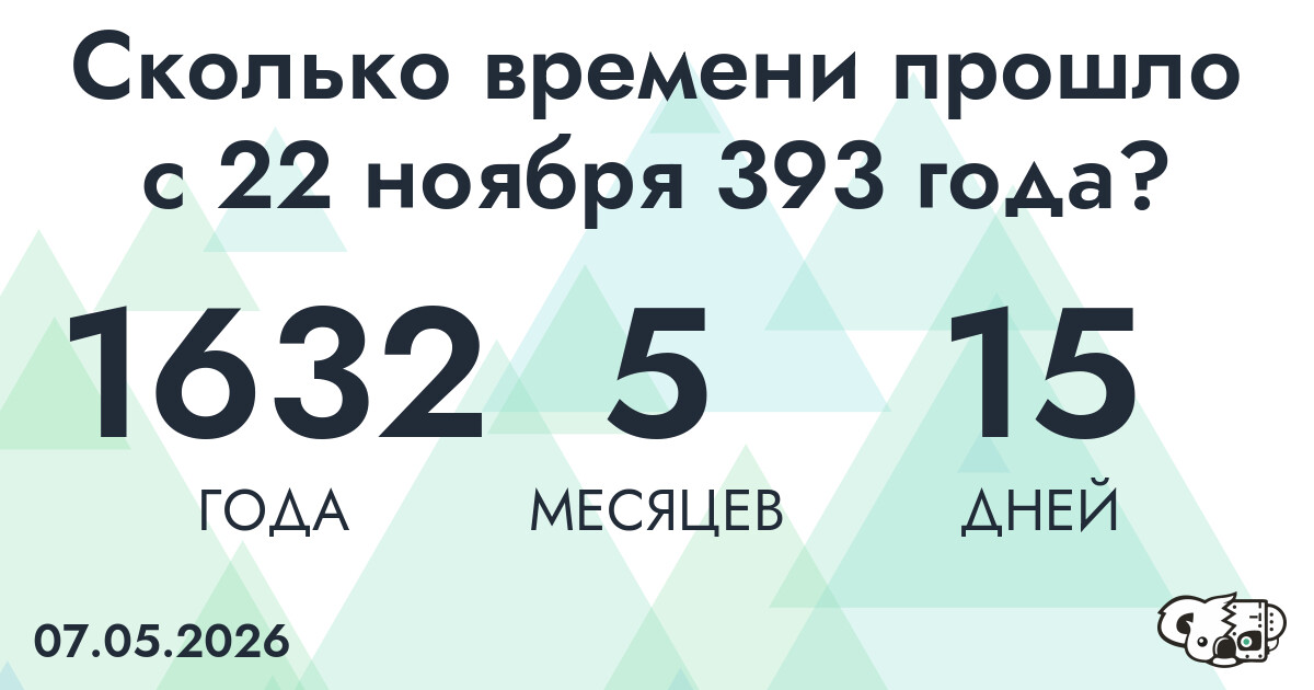 Сколько времени прошло с 22 ноября 393 года