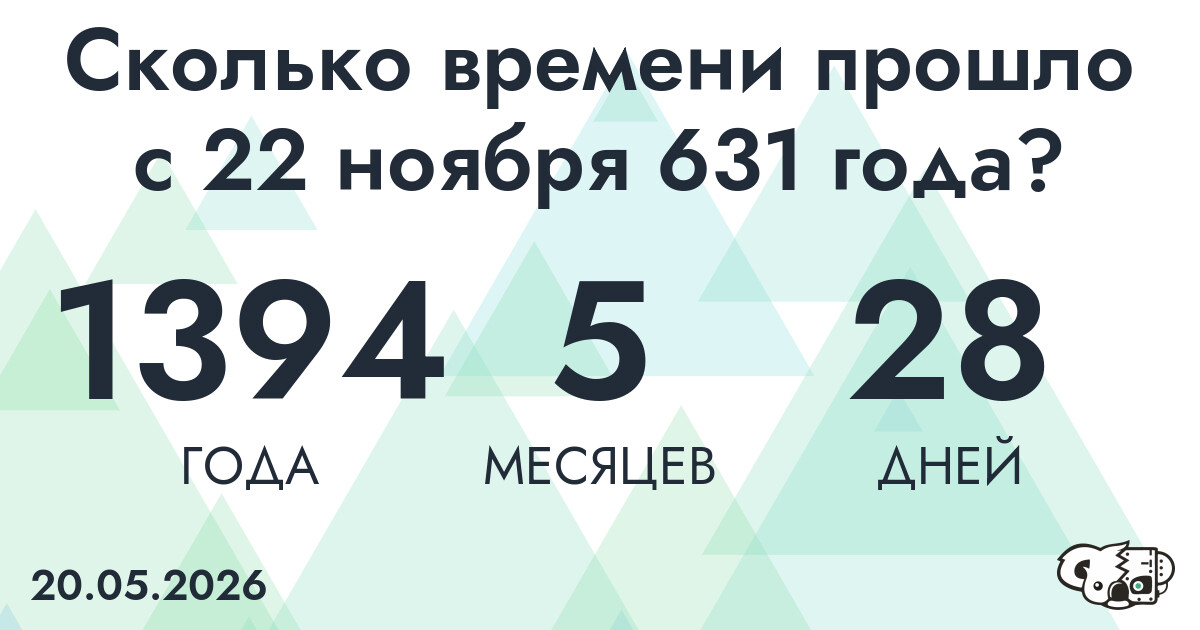 Сколько времени прошло с 22 ноября 631 года