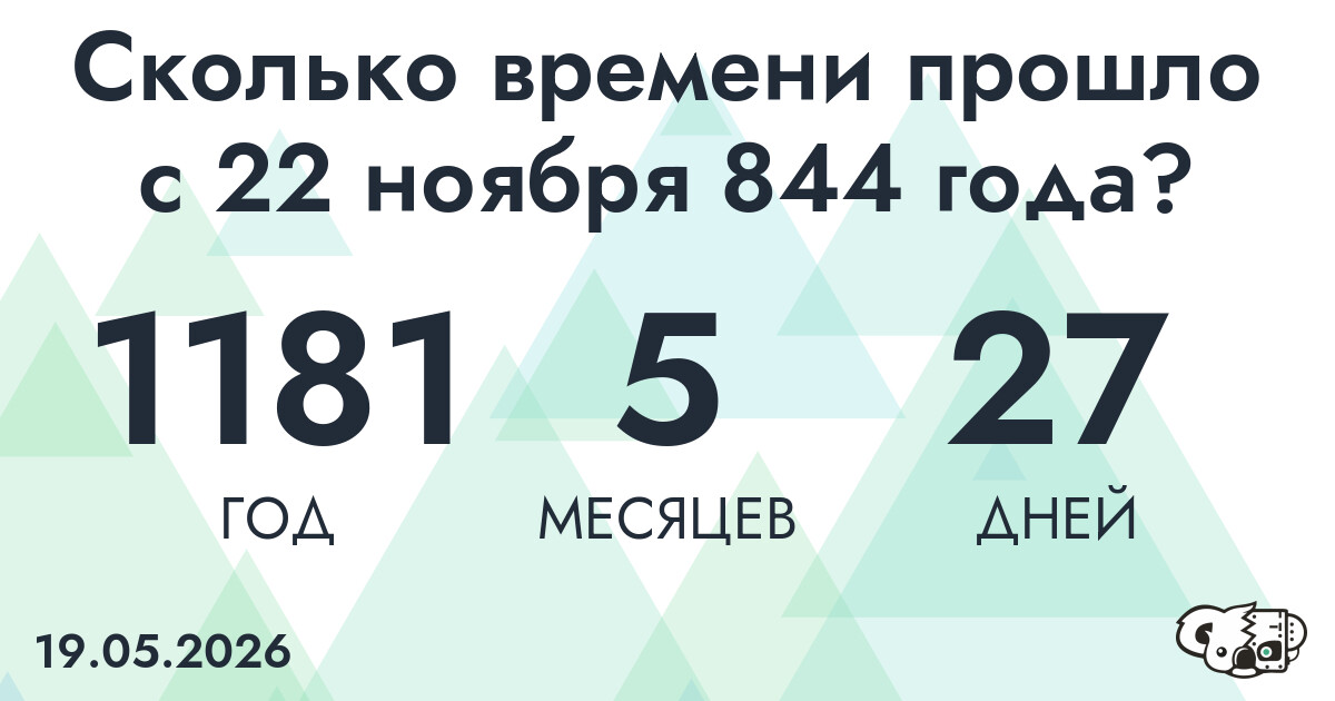 Сколько времени прошло с 22 ноября 844 года