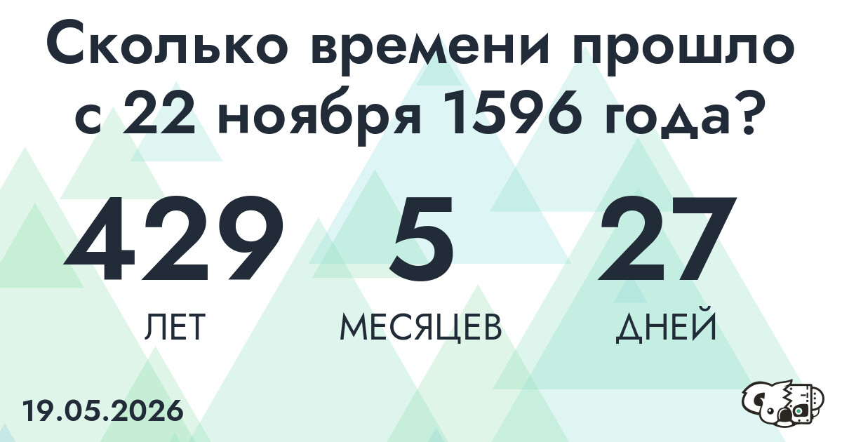 Сколько времени прошло с 22 ноября 1596 года