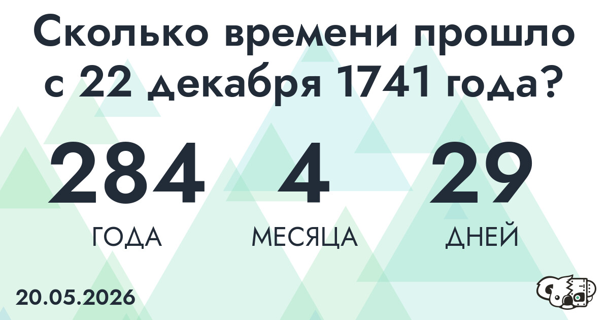 Сколько времени прошло с 22 декабря 1741 года