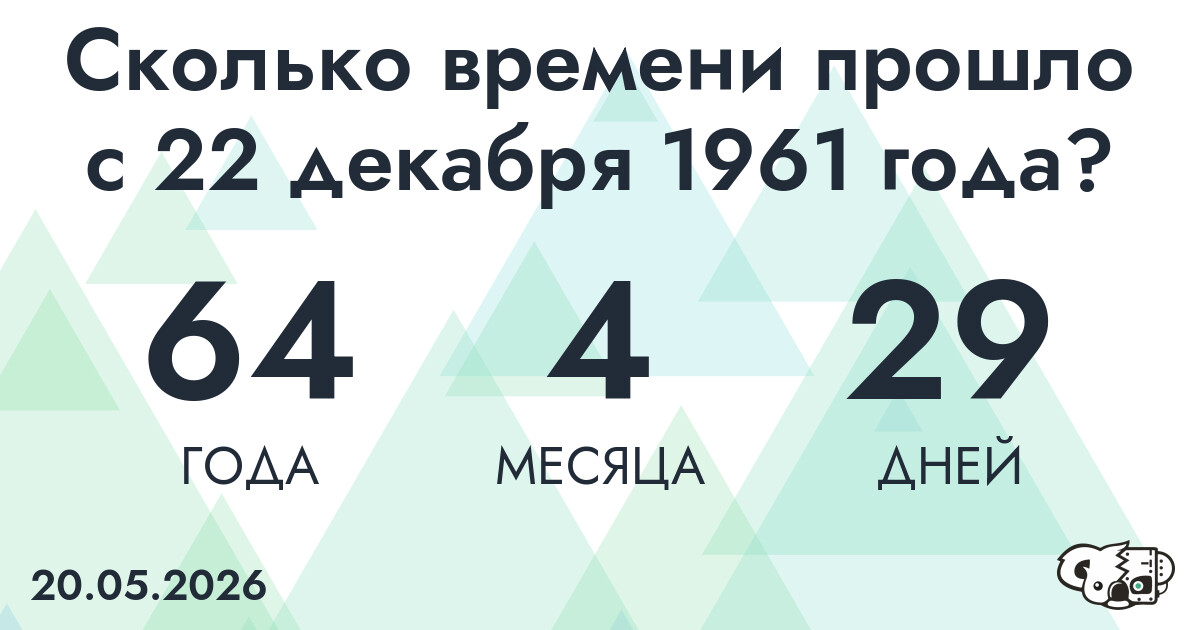 Сколько времени прошло с 22 декабря 1961 года