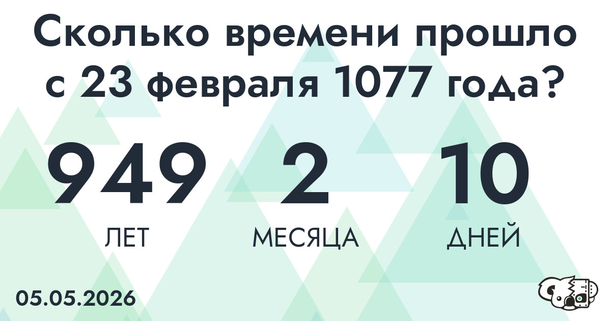 Сколько времени прошло с 23 февраля 1077 года