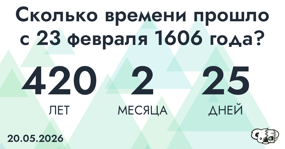 Сколько времени прошло с 23 февраля 1606 года