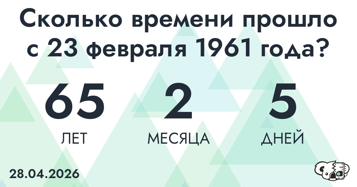 Сколько времени прошло с 23 февраля 1961 года