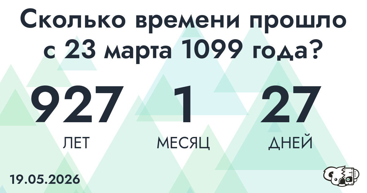Сколько времени прошло с 23 марта 1099 года