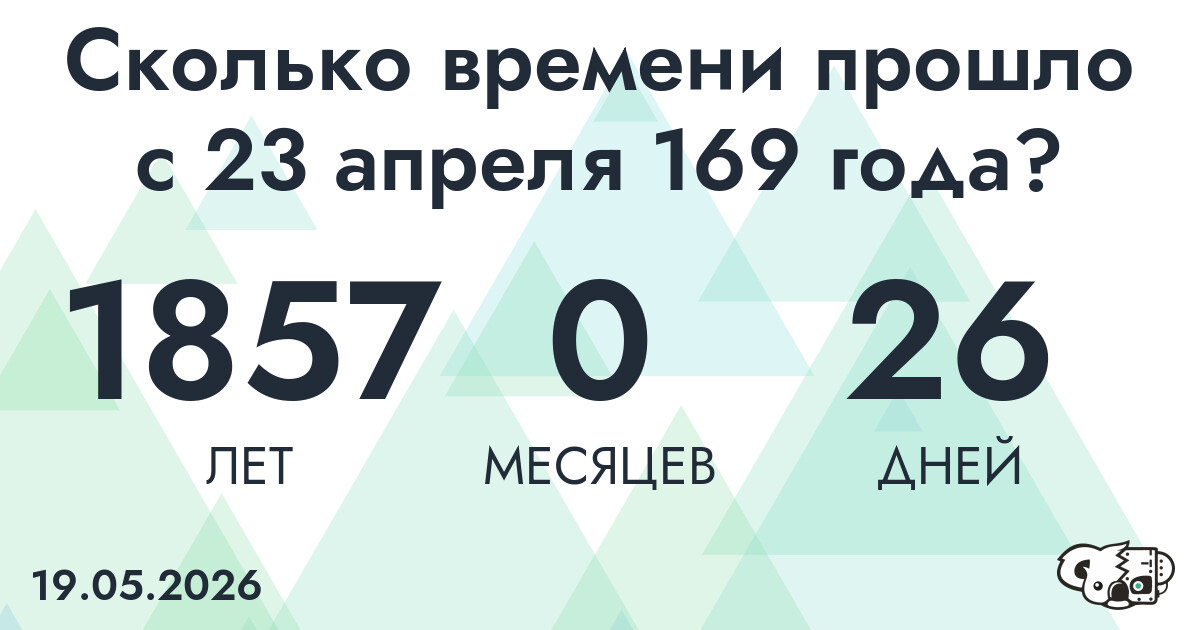 Сколько времени прошло с 23 апреля 169 года