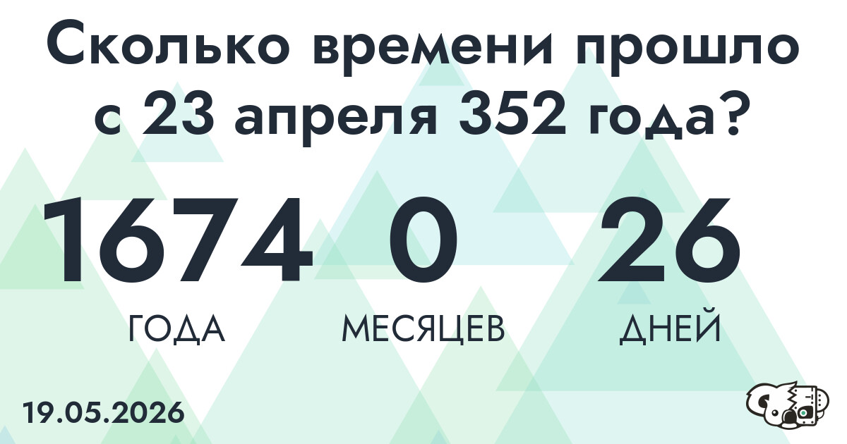 Сколько времени прошло с 23 апреля 352 года