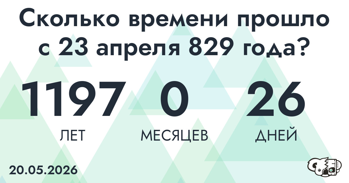 Сколько времени прошло с 23 апреля 829 года
