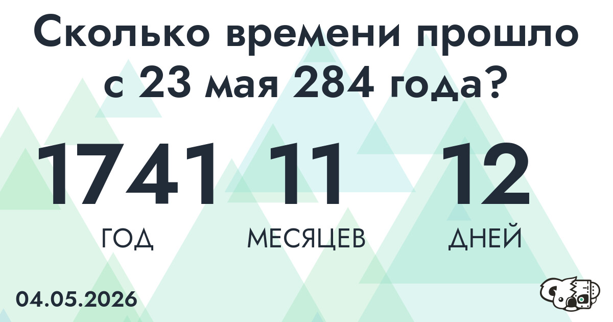 Сколько времени прошло с 23 мая 284 года