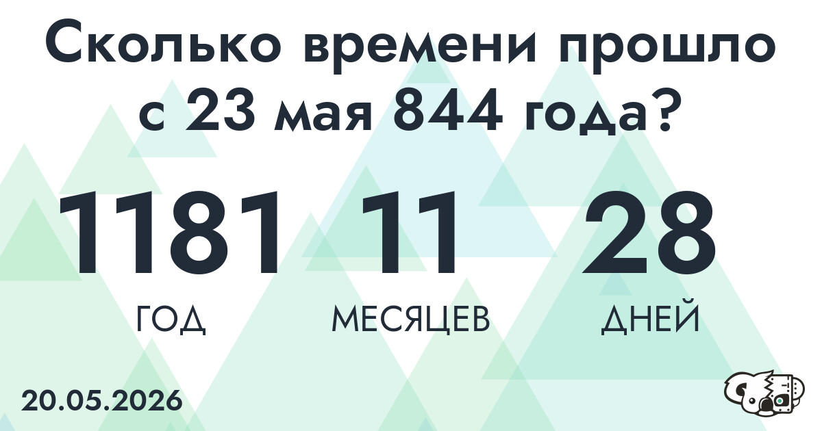 Сколько времени прошло с 23 мая 844 года