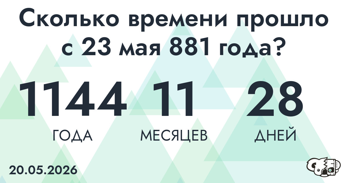 Сколько времени прошло с 23 мая 881 года