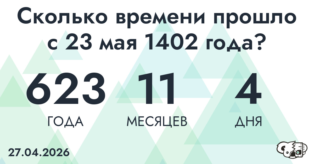 Сколько времени прошло с 23 мая 1402 года