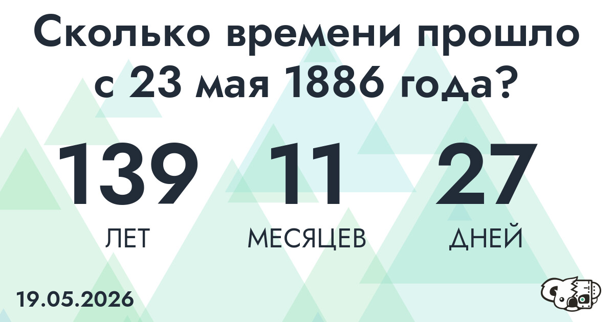 Сколько времени прошло с 23 мая 1886 года
