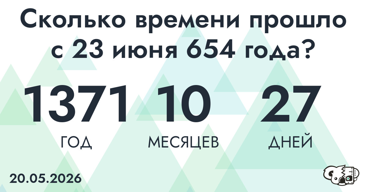 Сколько времени прошло с 23 июня 654 года