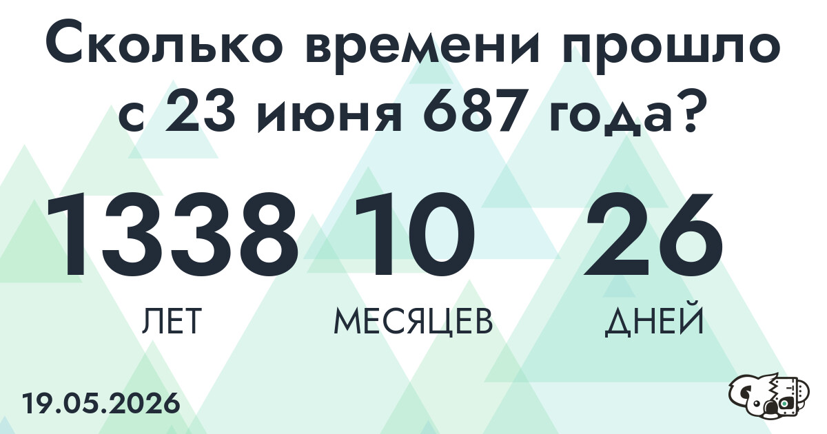 Сколько времени прошло с 23 июня 687 года