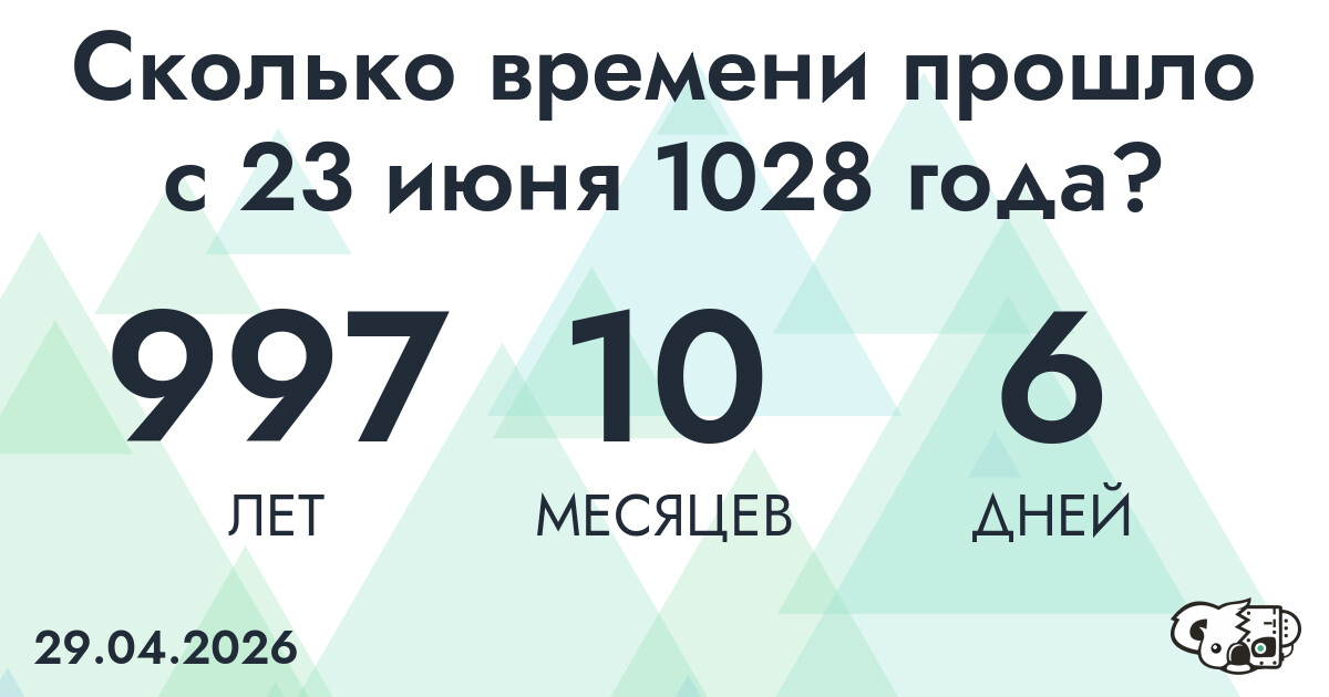 Сколько времени прошло с 23 июня 1028 года