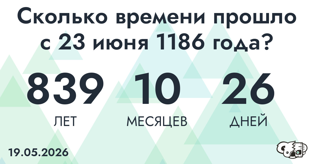 Сколько времени прошло с 23 июня 1186 года
