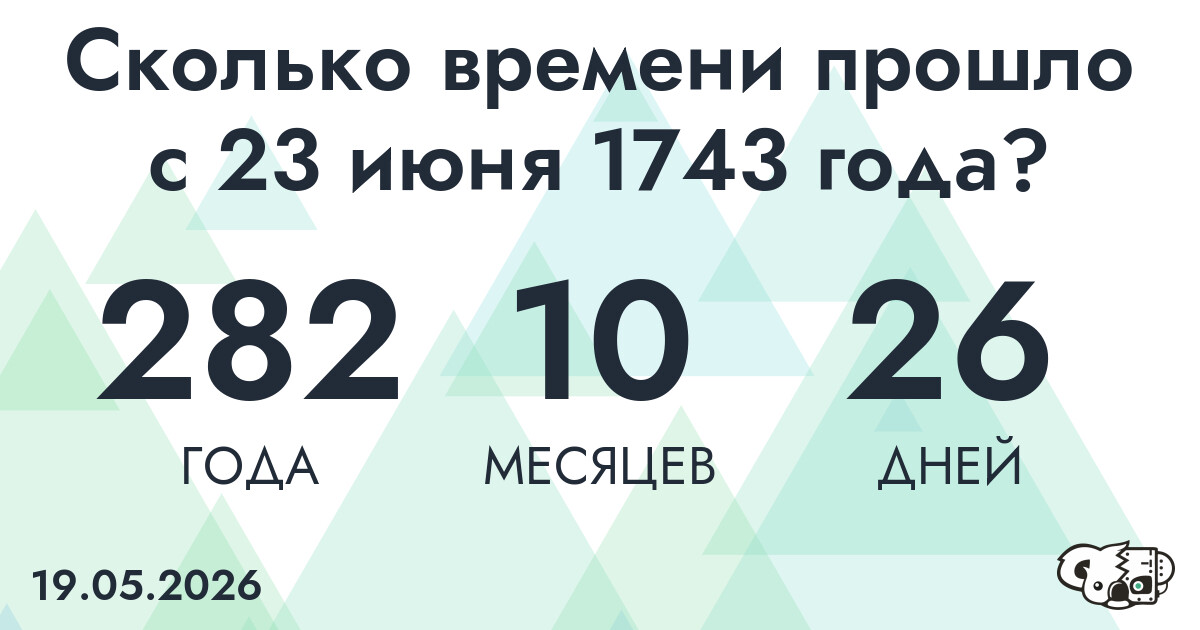 Сколько времени прошло с 23 июня 1743 года