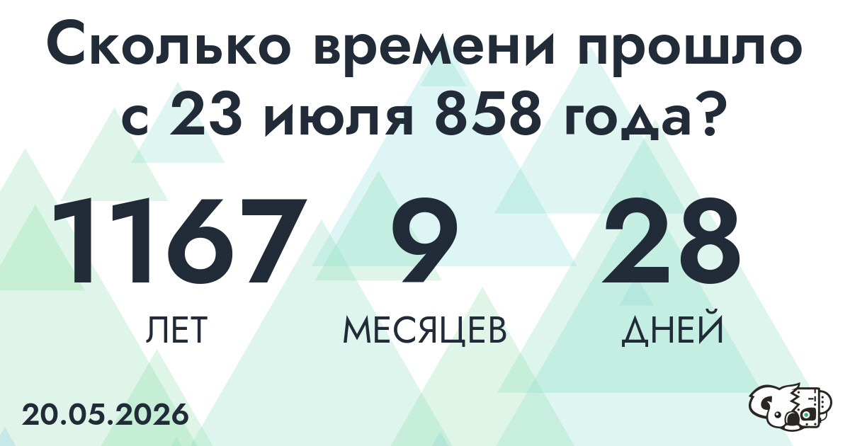 Сколько времени прошло с 23 июля 858 года