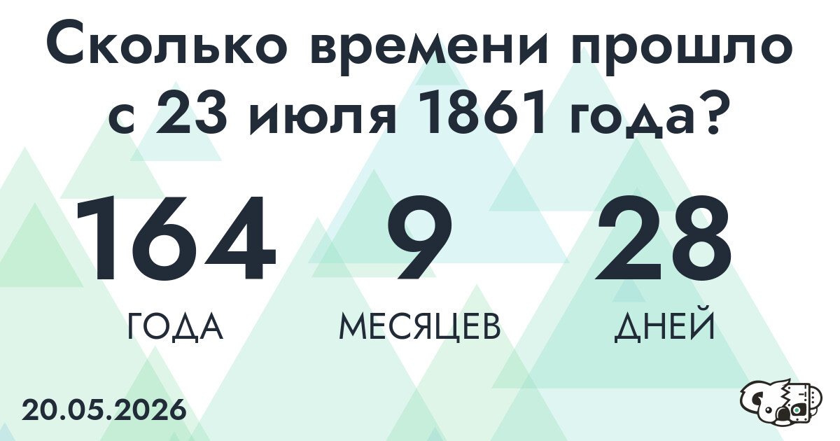 Сколько времени прошло с 23 июля 1861 года