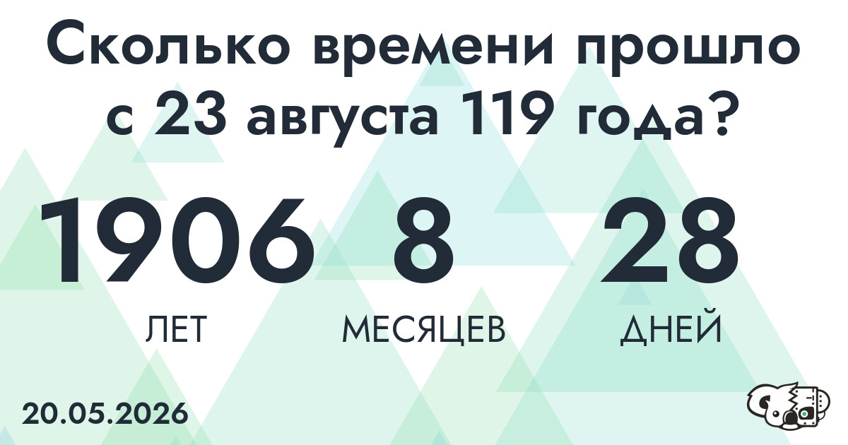 Сколько времени прошло с 23 августа 119 года