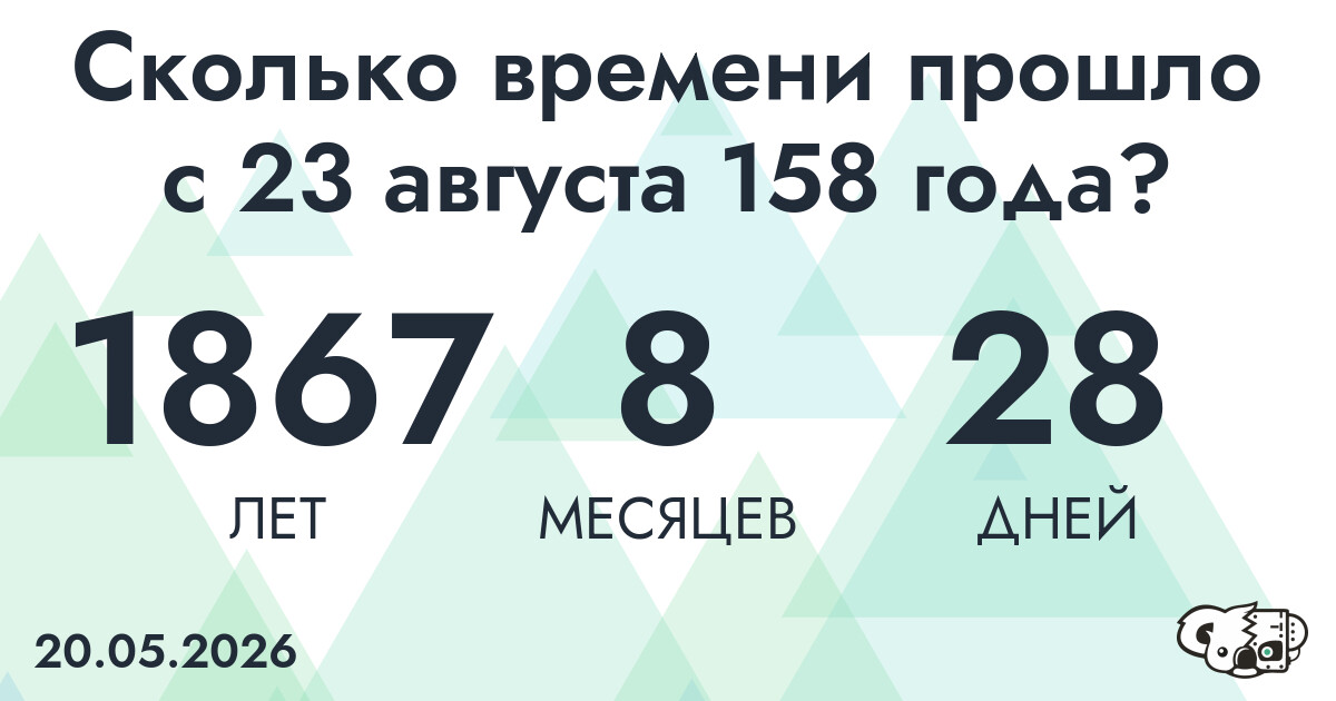 Сколько времени прошло с 23 августа 158 года
