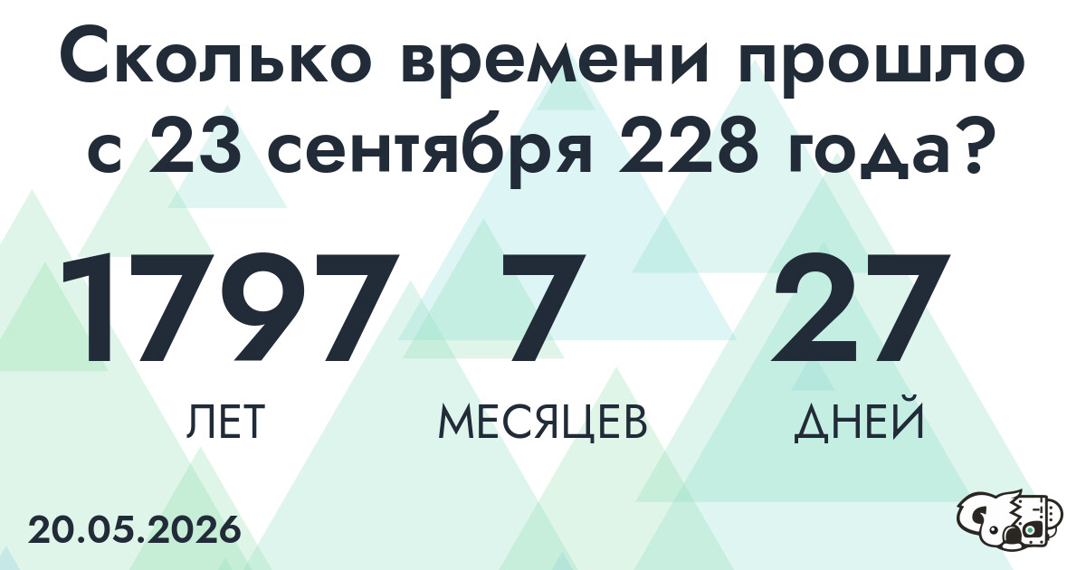 Сколько времени прошло с 23 сентября 228 года
