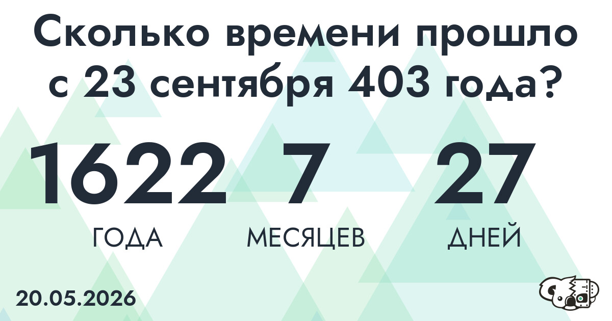 Сколько времени прошло с 23 сентября 403 года