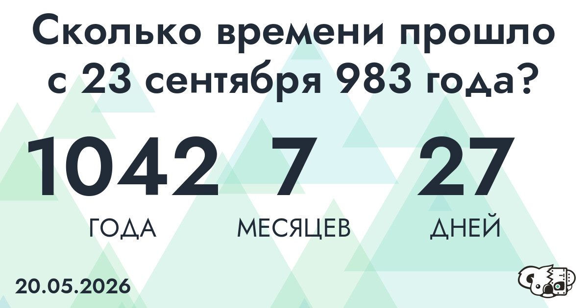 Сколько времени прошло с 23 сентября 983 года