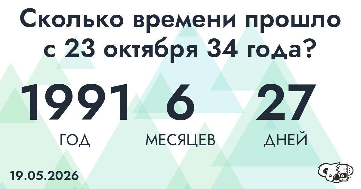 Сколько времени прошло с 23 октября 34 года