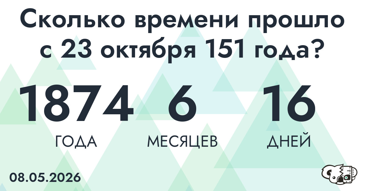 Сколько времени прошло с 23 октября 151 года