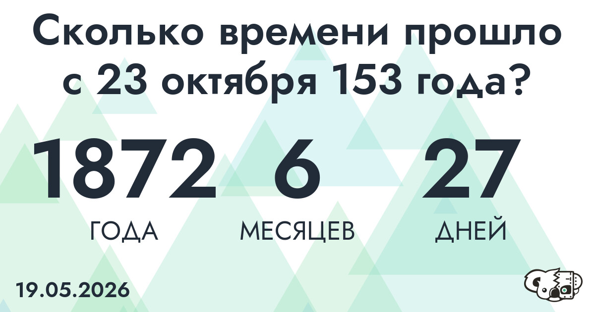 Сколько времени прошло с 23 октября 153 года