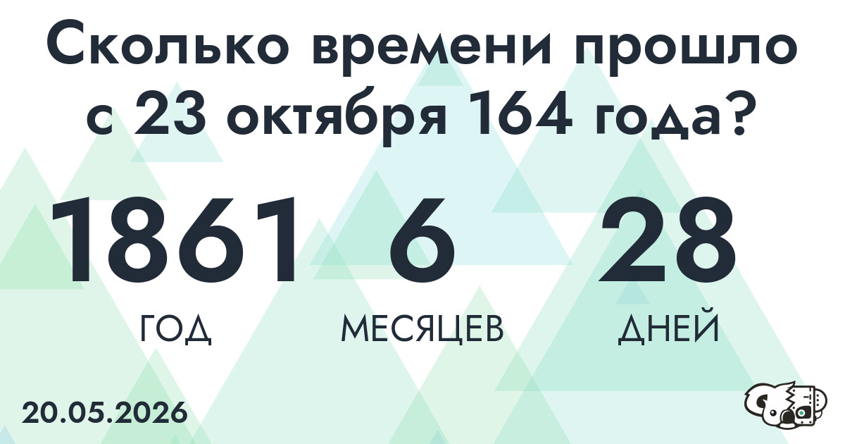 Сколько времени прошло с 23 октября 164 года
