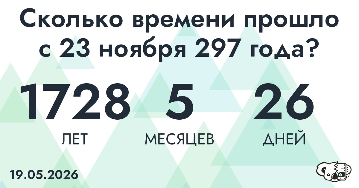 Сколько времени прошло с 23 ноября 297 года