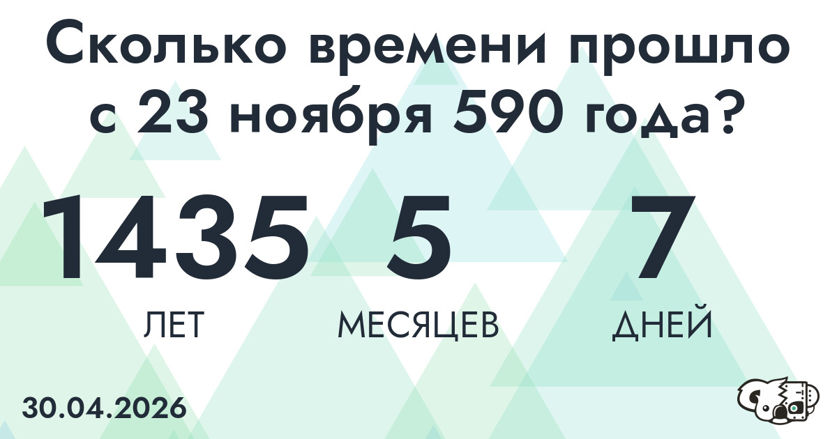 Сколько времени прошло с 23 ноября 590 года