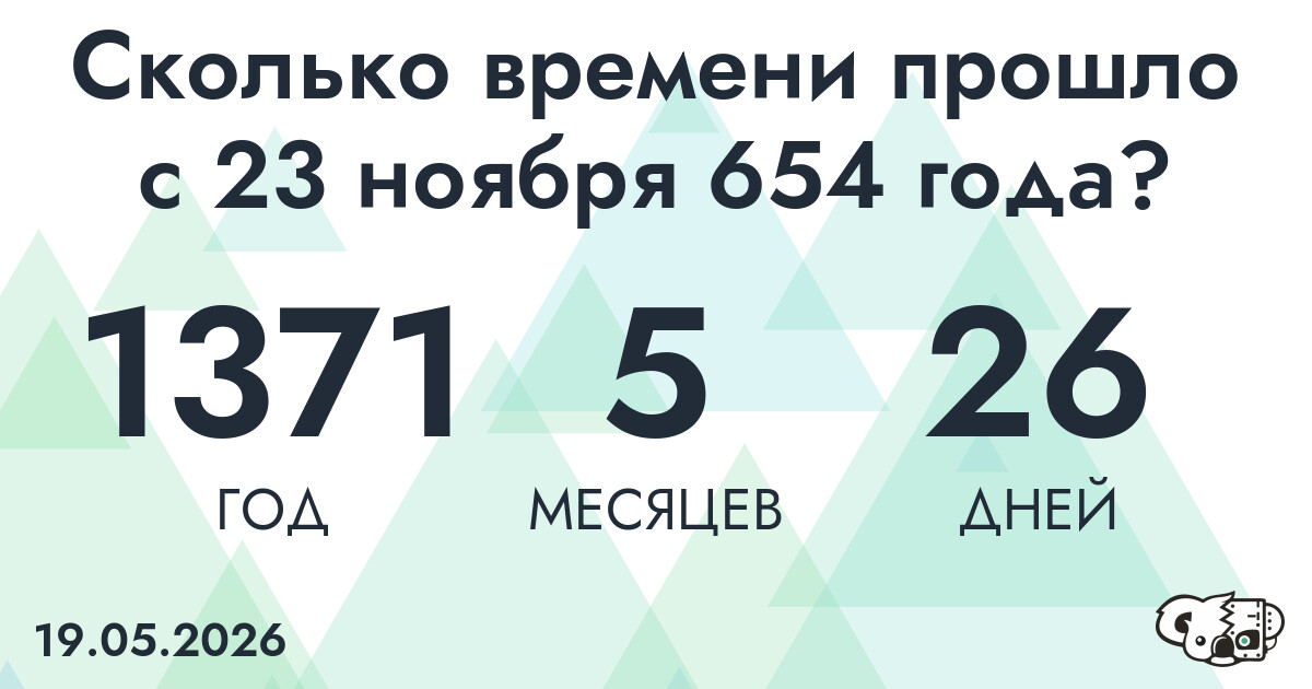 Сколько времени прошло с 23 ноября 654 года