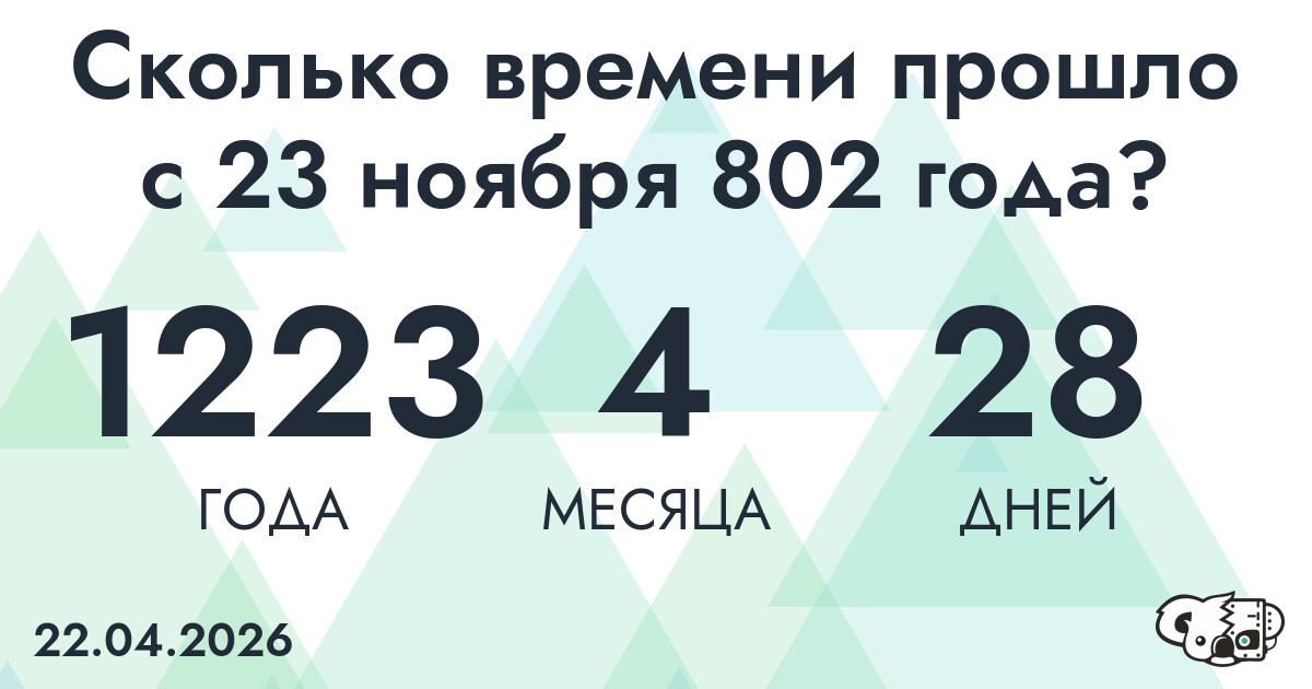 Сколько времени прошло с 23 ноября 802 года