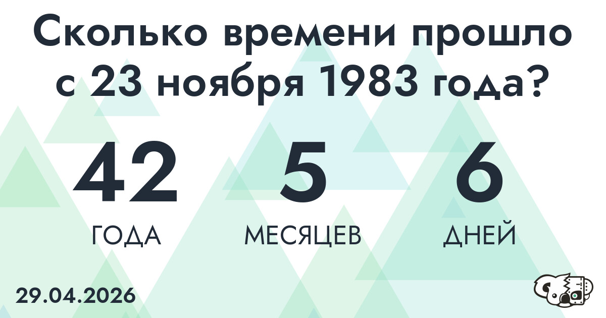 Сколько времени прошло с 23 ноября 1983 года