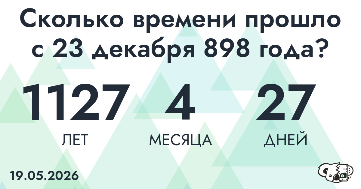 Сколько времени прошло с 23 декабря 898 года
