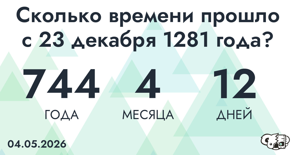 Сколько времени прошло с 23 декабря 1281 года