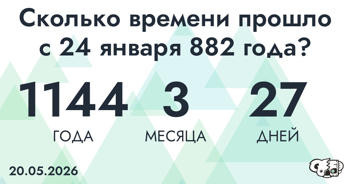 Сколько времени прошло с 24 января 882 года